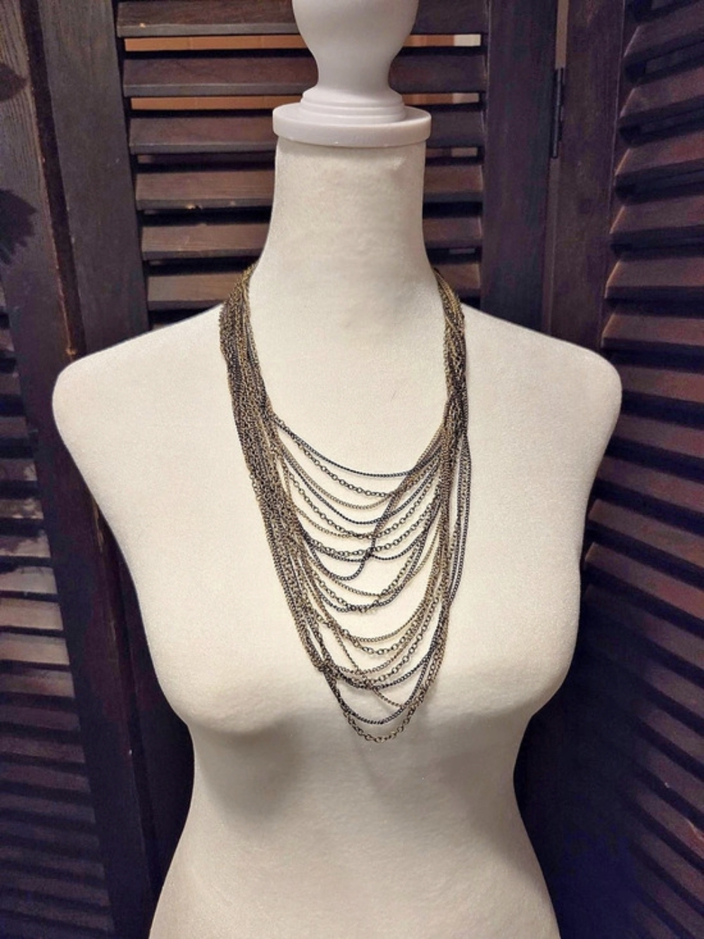 The Turquoise Junction Layered Statement Necklace in Brown & Gold Like New